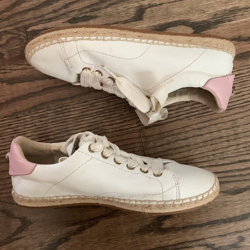 Coach C101 White Pink Espadrille Leather Sneaker - Picture 10 of 13